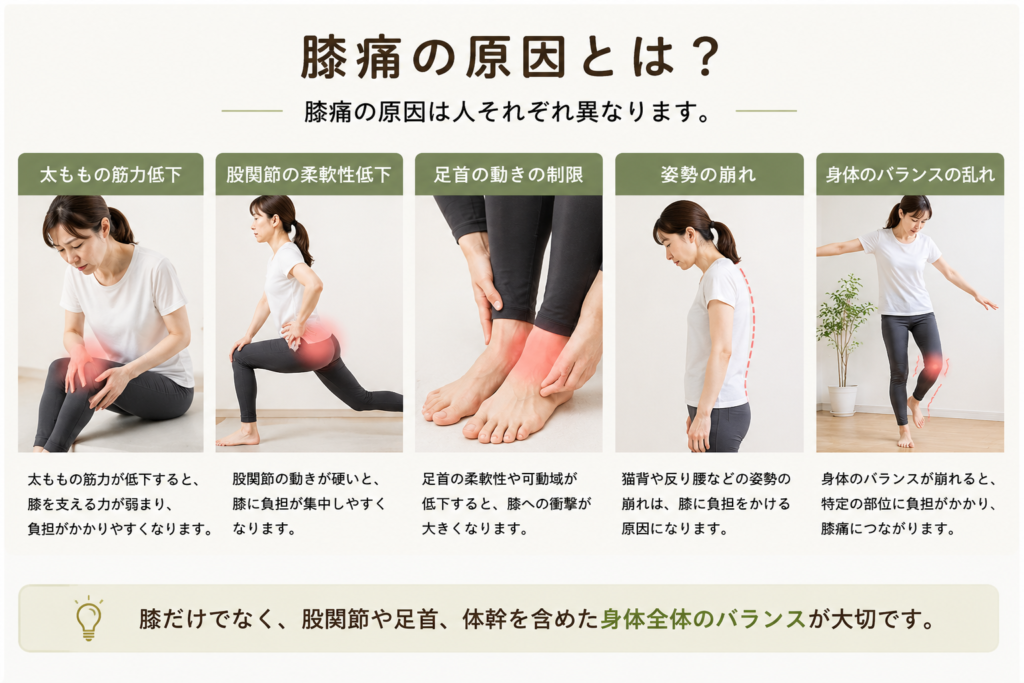 膝痛の原因を表している画像
